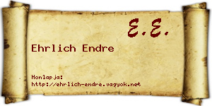Ehrlich Endre névjegykártya